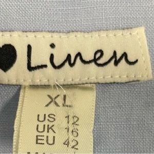 Malvin 100% Linen Baby Blue Split Embroidery Neckline Dress size XL